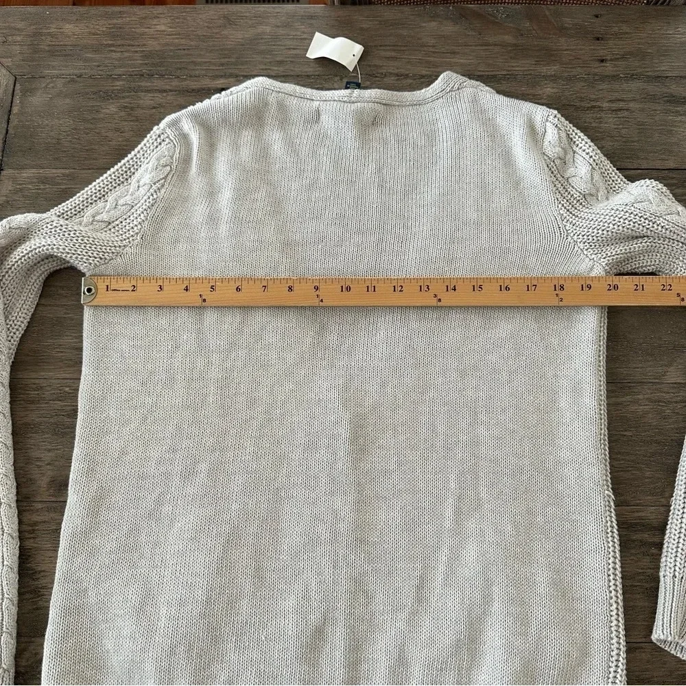 NWT Prince & Fox Medium Cable Cardigan Sweater Grandpa Oatmeal Navy New Longline